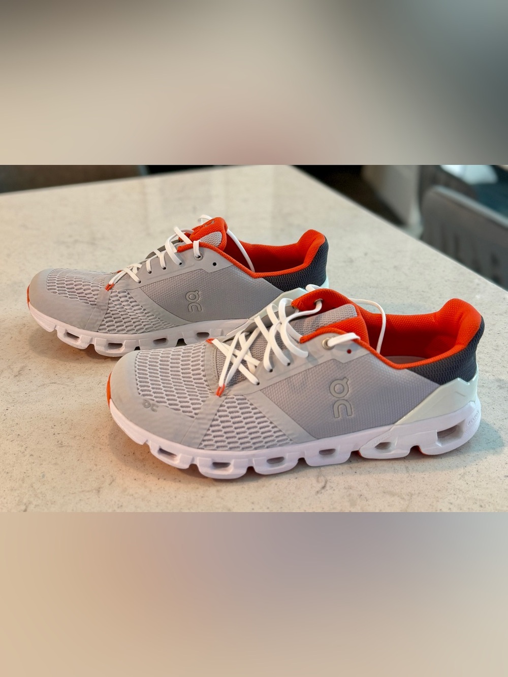 On Running Men's Athletic Shoes in Light Gray and Orange